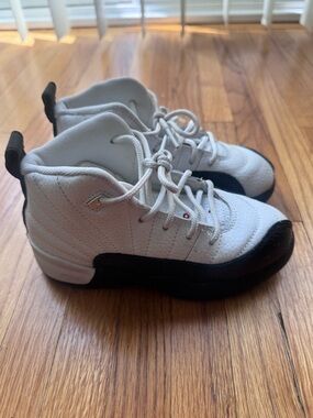 Jordan Kids White and Black High-Top Sneakers with Red Accents